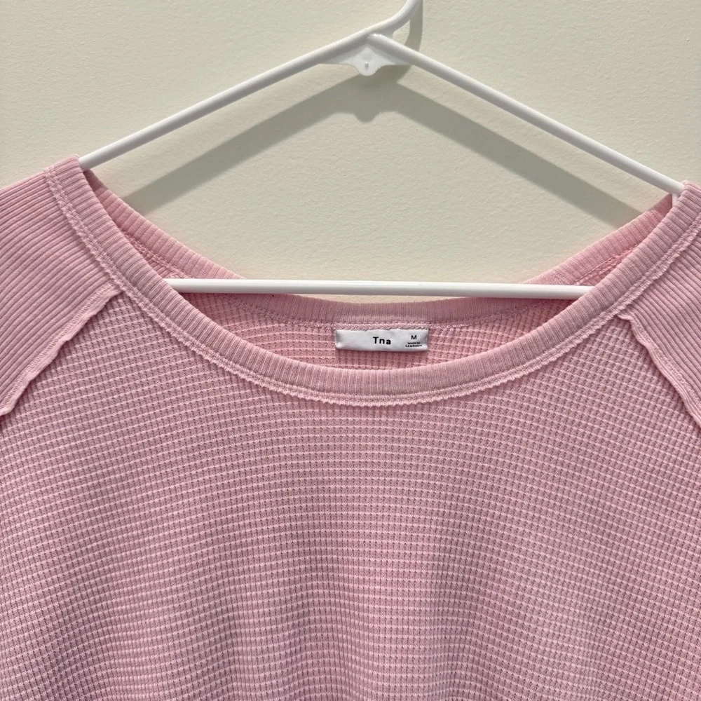 Aritzia Tna Alder Thermal Waffle knit long sleeve light pink  Size M